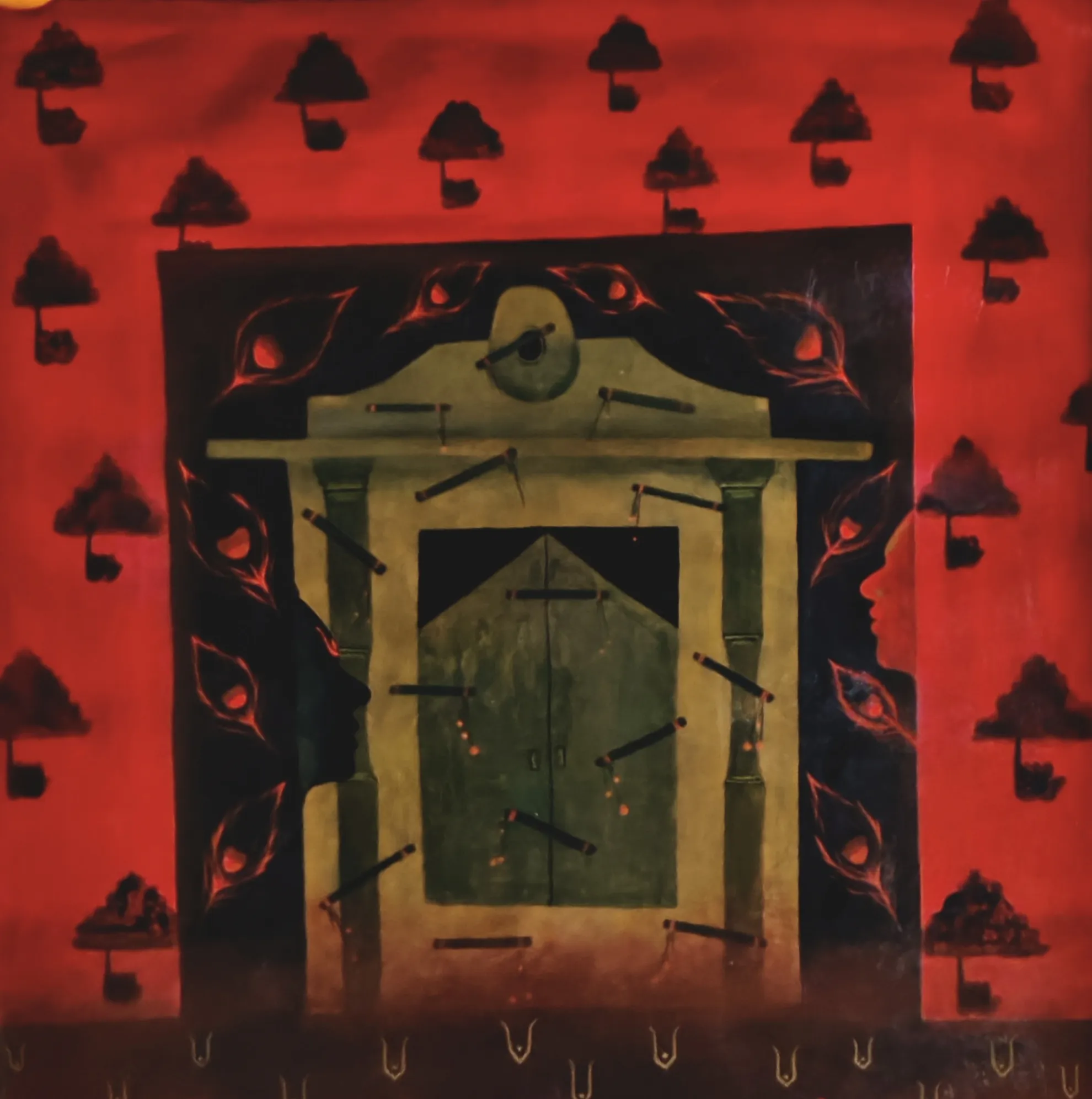 Krishna with Rukmini on mandir dwar - View 3